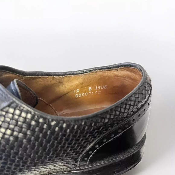 Allen Edmonds Hampstead Men’s Black Woven Wingtip Oxford Shoes Size 12B - 1908 - Picture 7 of 8